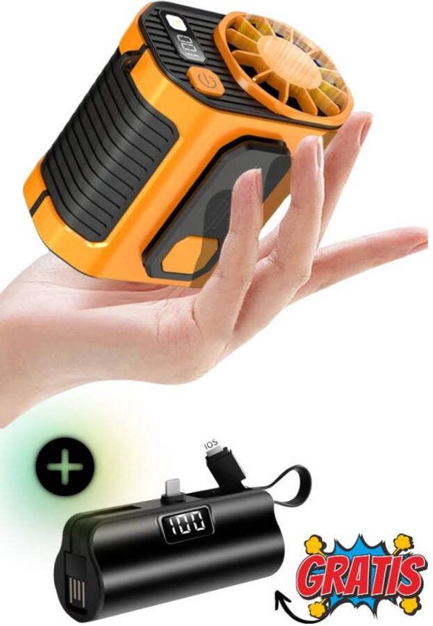 MNS Draagbare Oplaadbare Draadloze Tailleventilator & Powerbank