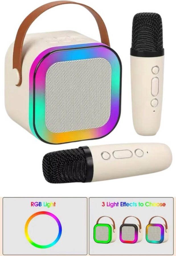 MNS Mini Karaoke Machine voor Kinderen -Draadloze -Draagbaar -Bluetooth Speaker -2 Microfoons