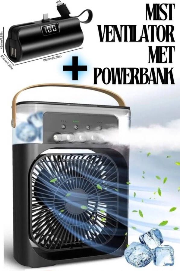 MNS Mini Luchtkoeler met 1800mAh Powerbank- Draagbare Luchtbevochtiger -Mistventilator