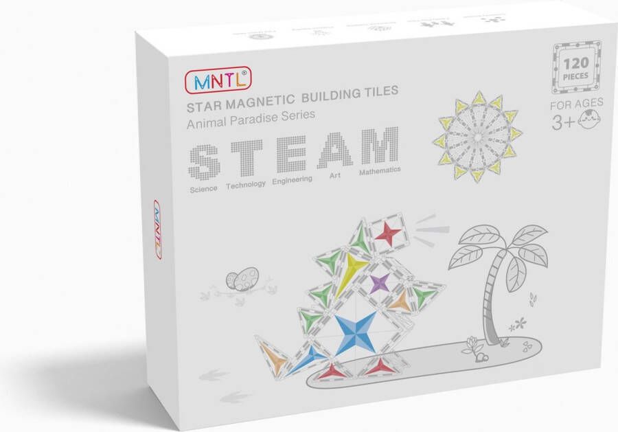 MNTL Magnetic Tiles Magnetische Tegels 3D Magnetisch Speelgoed 120 Stuks RAINBOW Magnetische Bouwblokken Constructiespeelgoed voor jongens én meisjes van 3 tot 12 jaar Sterkere Magneten Uniek design krasvast Montessori Open Einde