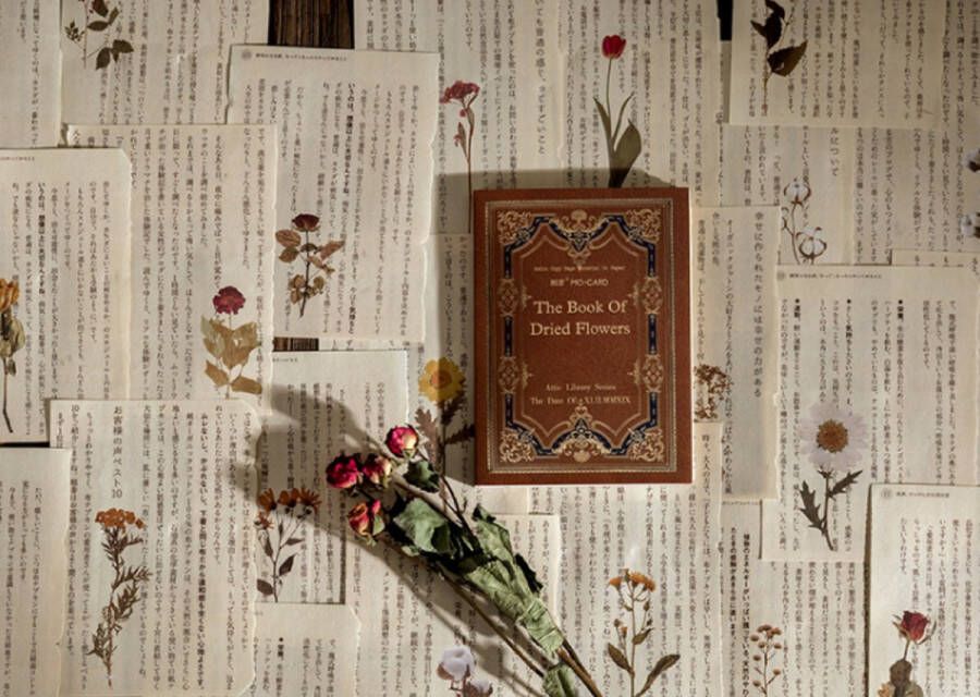 Mo-Card Journaling Papier Set 60 vellen Dried Flowers Vintage Letters Brieven Bloemen Voor o.a. bulletjournal scrapbooking en kaarten maken