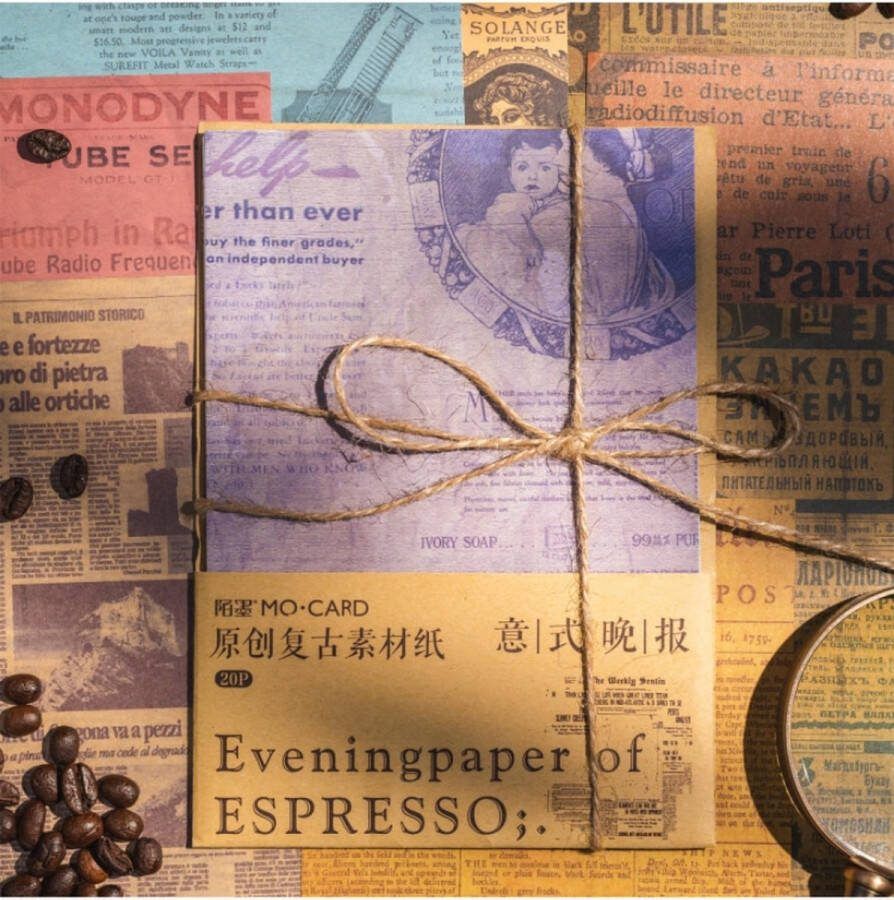 Mo-Card Journaling Papier Set Vintage Advertenties Vintage Ads Set 20 stuks voor o.a. bulletjournal scrapbooking en kaarten maken