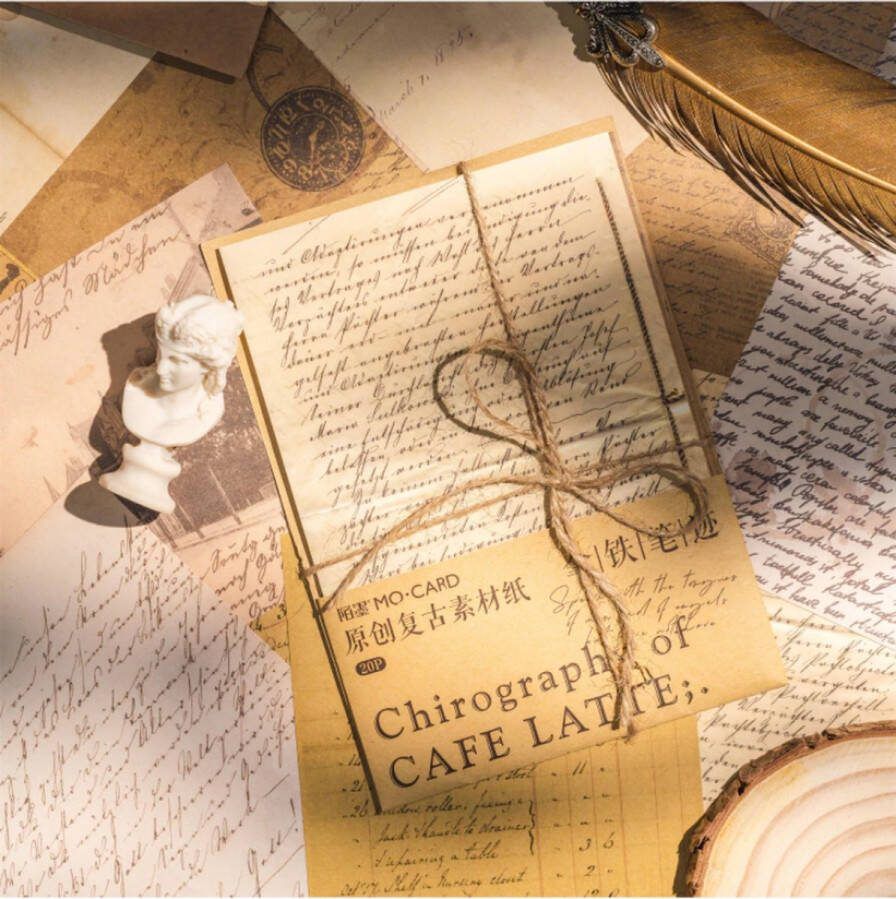 Mo-Card Journaling Papier Set Vintage Brieven Vintage Letters Set 20 stuks voor o.a. bulletjournal scrapbooking en kaarten maken