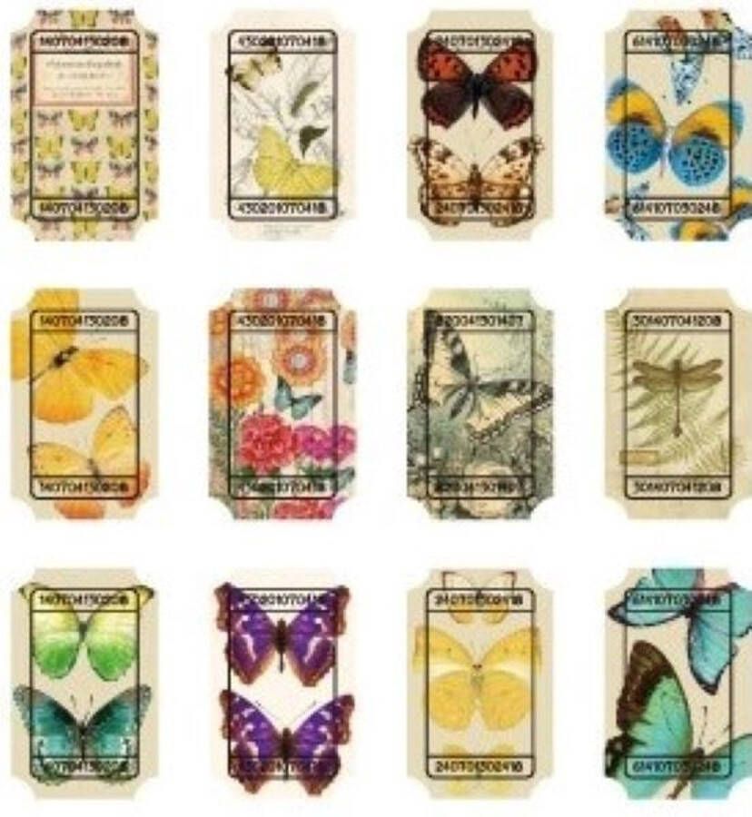 Mo-Card VIntage Papers Butterfly 100 Hobbypapiertjes Vlinder Papiertjes voor o.a. bulletjournal scrapbooking of het maken van kaarten