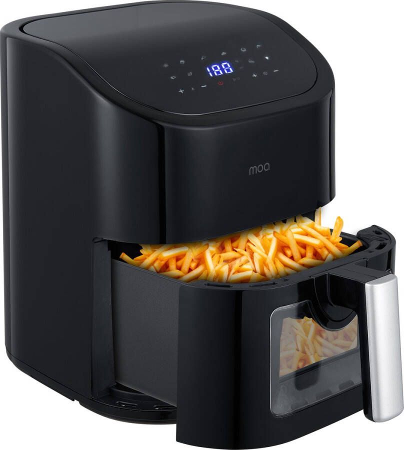 MOA Airfryer XL 8 voorgeprogrammeerde programma's 1600W 4 5L Inhoud 50ºC tot 220ºC Zwart