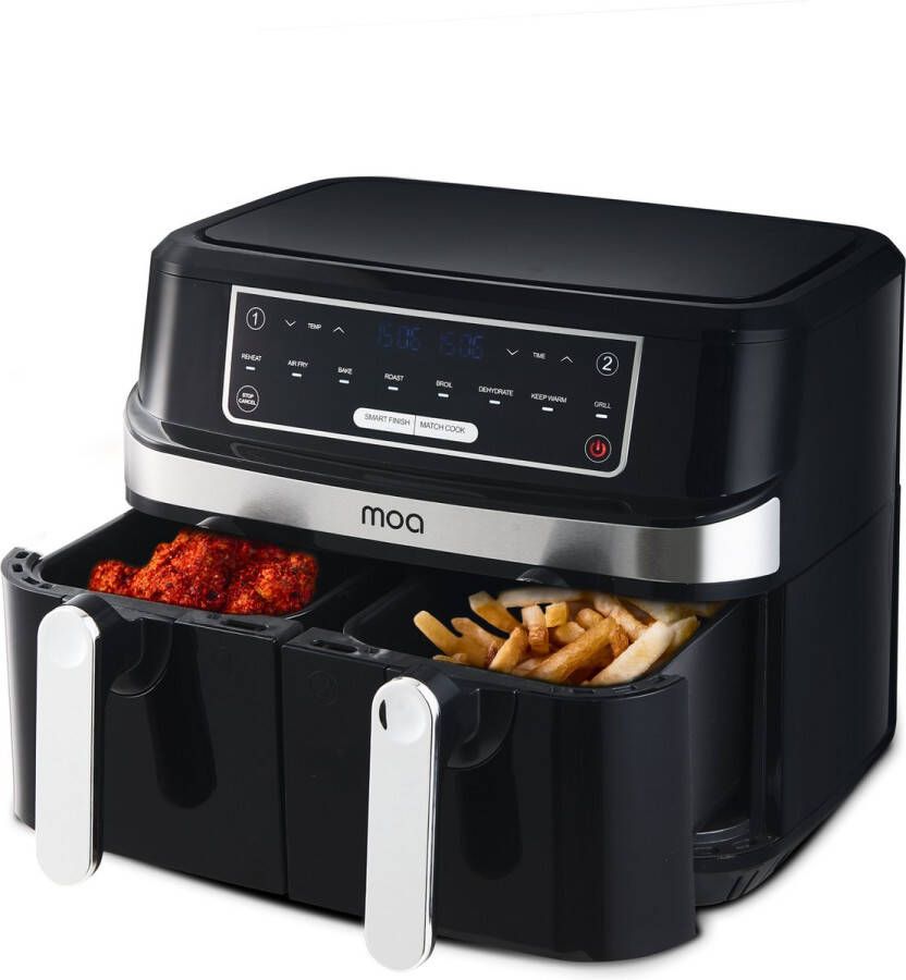 MOA Airfryer PerfectFry Double XXL 9L Dubbele Airfryer Twee kookvakken 2 x 4.5L PFD5B