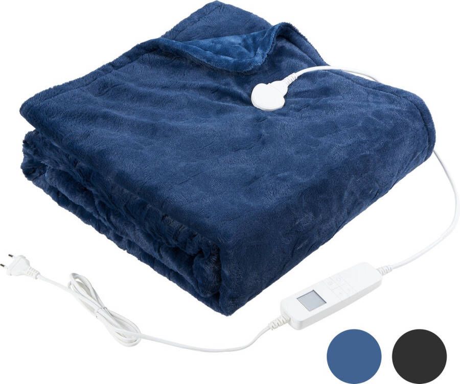 MOA Elektrische Deken Flanel Fleece Bovendeken Superzacht 180x130 Donkerblauw EOB180DB