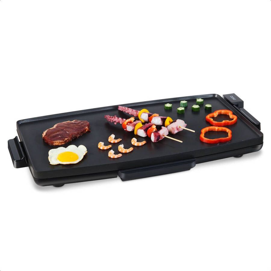 MOA Tafelgrill Grillplaat Bakplaat Teppanyaki Elektrisch 68 x 36 cm Regelbare Thermostaat Anti-aanbaklaag TG218B Zwart