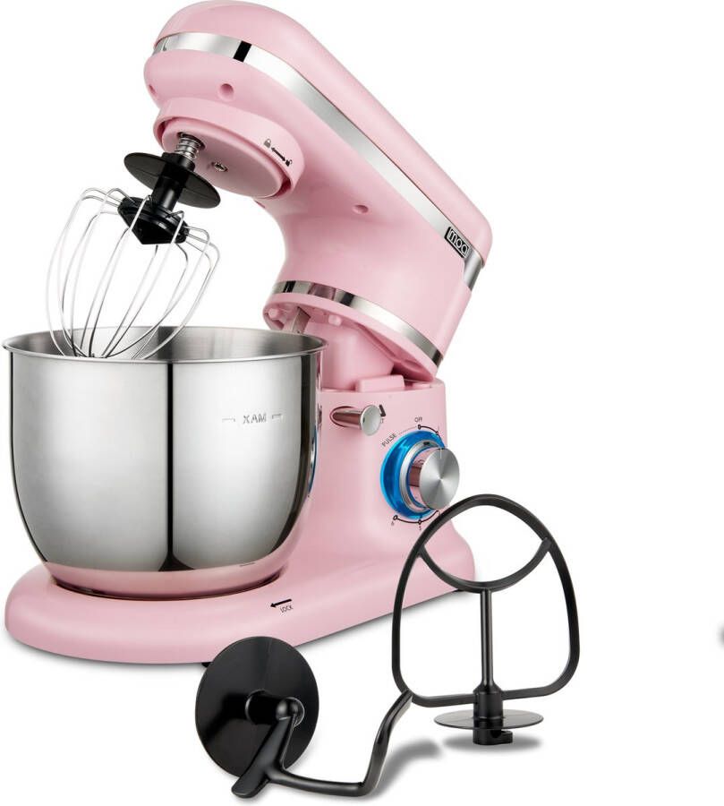 MOA Keukenmachine Keukenrobot Mixer met Garde Deeghaak Menghaak 1000 Watt Roze SM1203NP