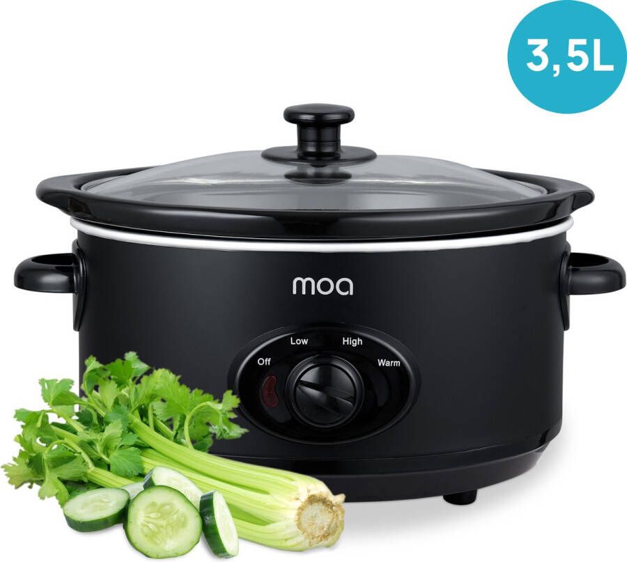 MOA Slowcooker 3 5 liter Keramische Binnenpan Zwart SC35B