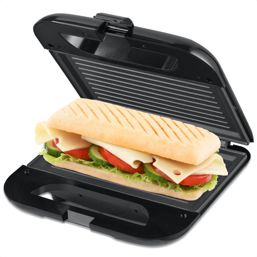 MOA Tosti apparaat Tosti ijzer Contactgrill Sandwichmaker Anti aanbaklaag 20 x 22 cm 750 watt Zwart SM01B