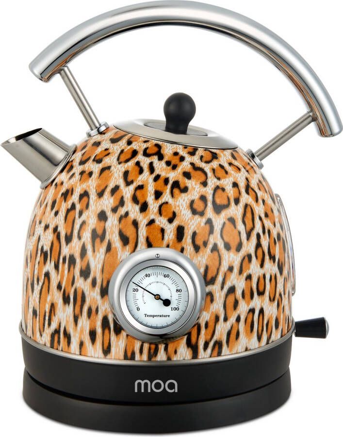 MOA Retro Waterkoker Panterprint Elektrisch RVS EK4TPA