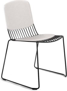 Mobistoxx PAGOR Draadstoel Zwart met kussens metalen indoor en outdoor stoel modern design Industrieel metaal met kussen zitvlak en rugleuning als eetkamerstoel tot tuinstoel