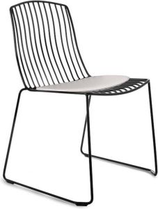 Mobistoxx PAGOR Draadstoel Zwart met zitkussen metalen indoor en outdoor stoel modern design Industrieel metaal met kussen als eetkamerstoel tot tuinstoel