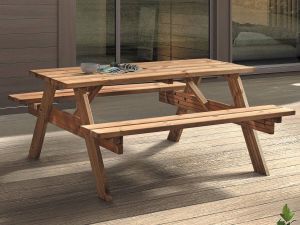 Mobistoxx Picknicktafel FLORENCE 4 personen bruin picknickbank tuintafel