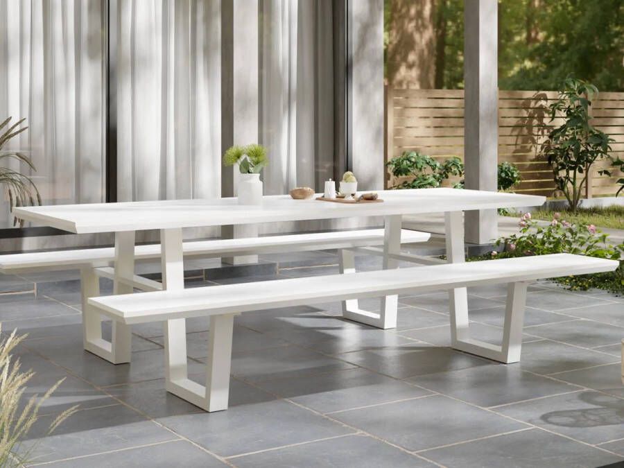 Mobistoxx Ronde picknicktafel VICENZA 240 cm 8 Personen aluminium wit