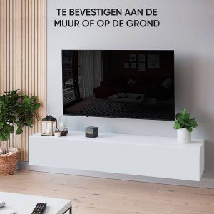 Mobistoxx Tv-meubel Kingston TV kast Wit mat wit tv meubel 160cm met gasveren