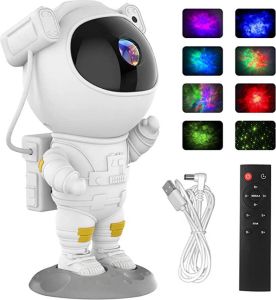 Merkloos Sans marque LED Sterren Projector Astronaut Star Galaxy Projector Sterrenhemel Kinderen En Volwassenen Nachtlampje USB sinterklaas cadeau kerstcadeau WIT