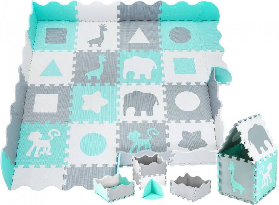 Moby-System Puzzelmat Speelmat Baby Foam XL 150 x 150 cm met rand Groen