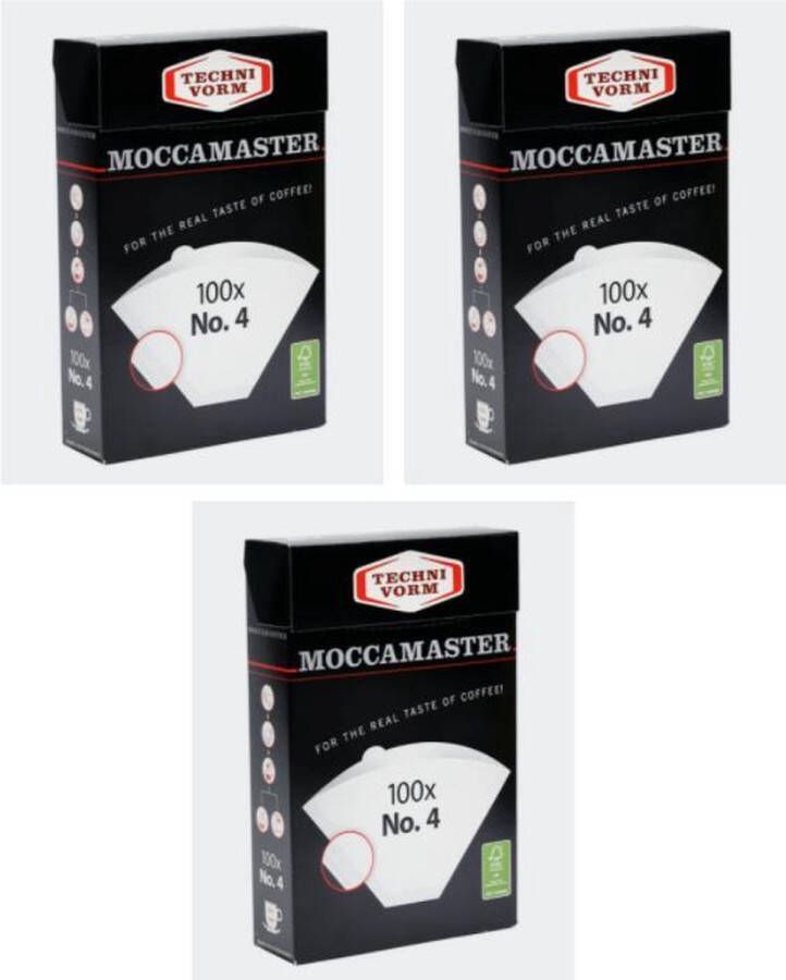 Moccamaster Filters 3 verpakkingen Koffiefilters Wit Nr. 4 100 stuks Technivorm