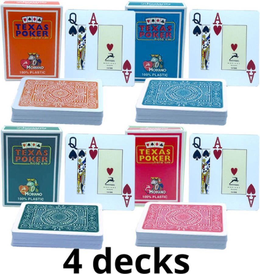 Modiano pokerkaarten speelkaarten kaartspel bundel 4 decks 2 index