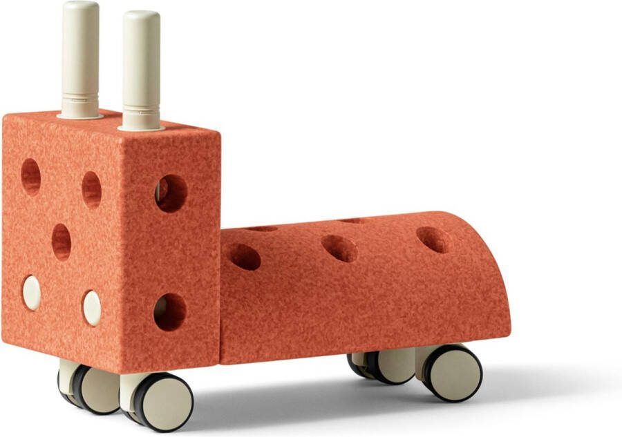 Modu Activity toy Tiny Ride Loopwagen baby Looptrainer Loopauto zachte blokken Burnt Orange Dusty Green