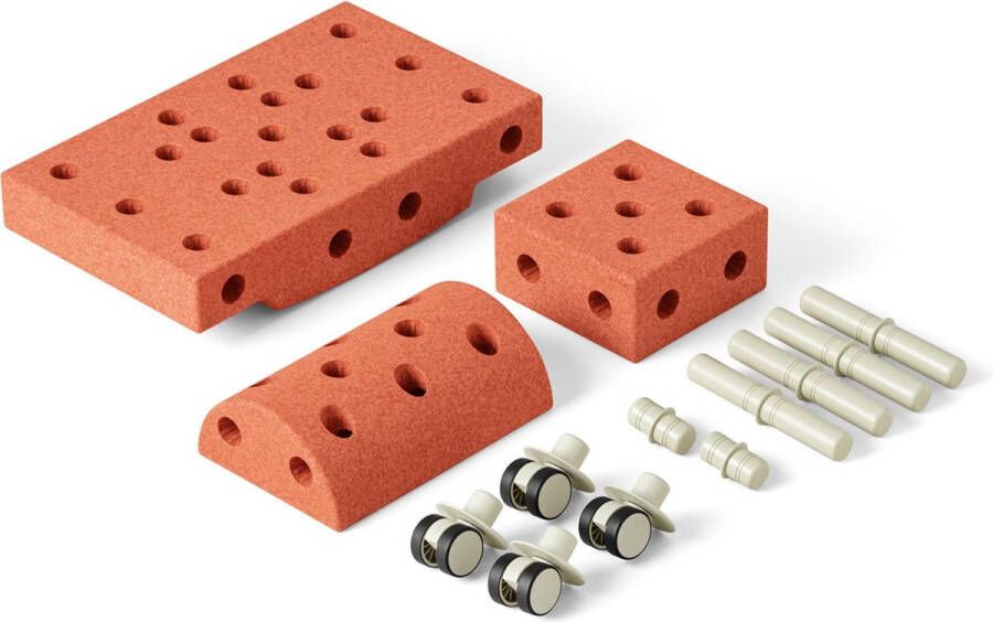Modu Curiosity Kit Zachte blokken- 13 onderdelen- Speelgoed 1 -2-3 jaar Mega blocks Burnt Orange Dusty Green