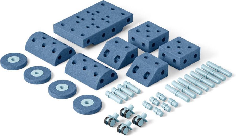 Modu Dreamer Kit Zachte blokken- 33 onderdelen Open Ended speelgoed- Speelgoed 1 -2-3 jaar Deep Blue Sky Blue