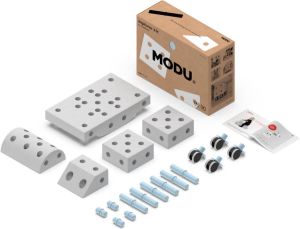 Modu Explorer kit- Zachte blokken-19 onderdelen Speelgoed 1 -2-3 jaar -Mega blocks Grijs -Blauw