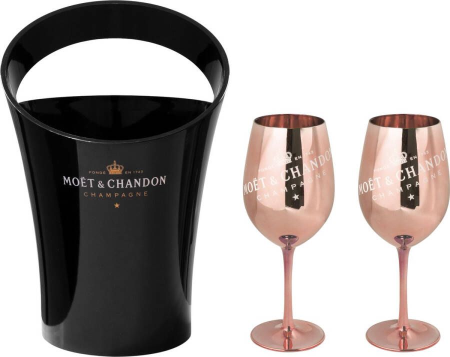 Moët & Chandon Ice Imperial Champagneglazen en koeler Zwart brons 2 stuks glazen (Echt glas) 1 koeler Limited Edition