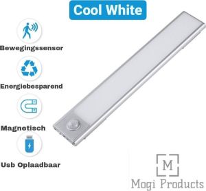 Mogi Products -Kastverlichting LED met bewegingssensor Cool white Keukenverlichting oplaadbaar LED Kast Verlichting Draadloos-Energiezuinig lampje Duurzaam lampje-Led Lamp