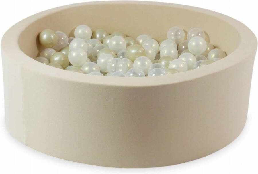Moje. Ballenbad BEIGE 30x90cm incl ballen 200 ballen: 1. transparent 28. light gold 32. mermaid effect 22. beige