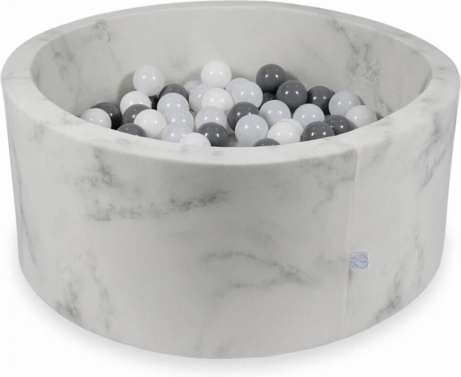 Viking Choice Ballenbak rond marmer 90x40 cm met 300 grijs wit en donkergrijze ballen