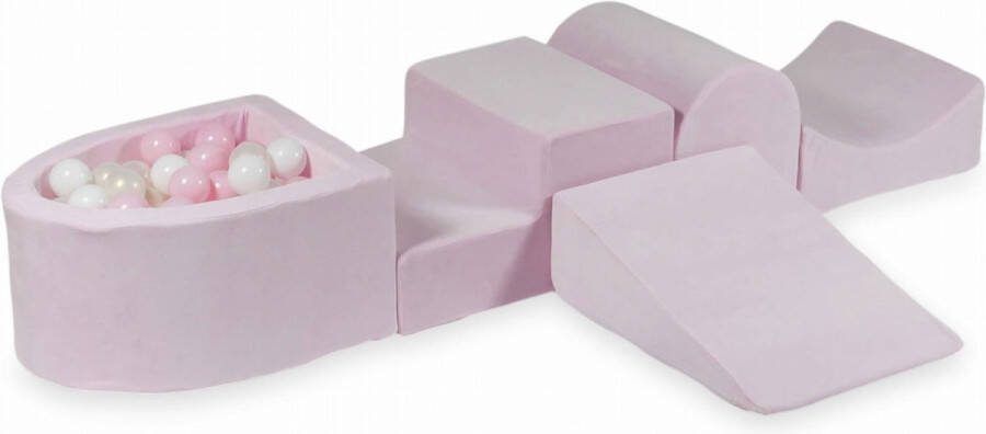 Viking Choice Foam speelset lichtroze met heuvel ballenbak & 100 grijs roze ballen