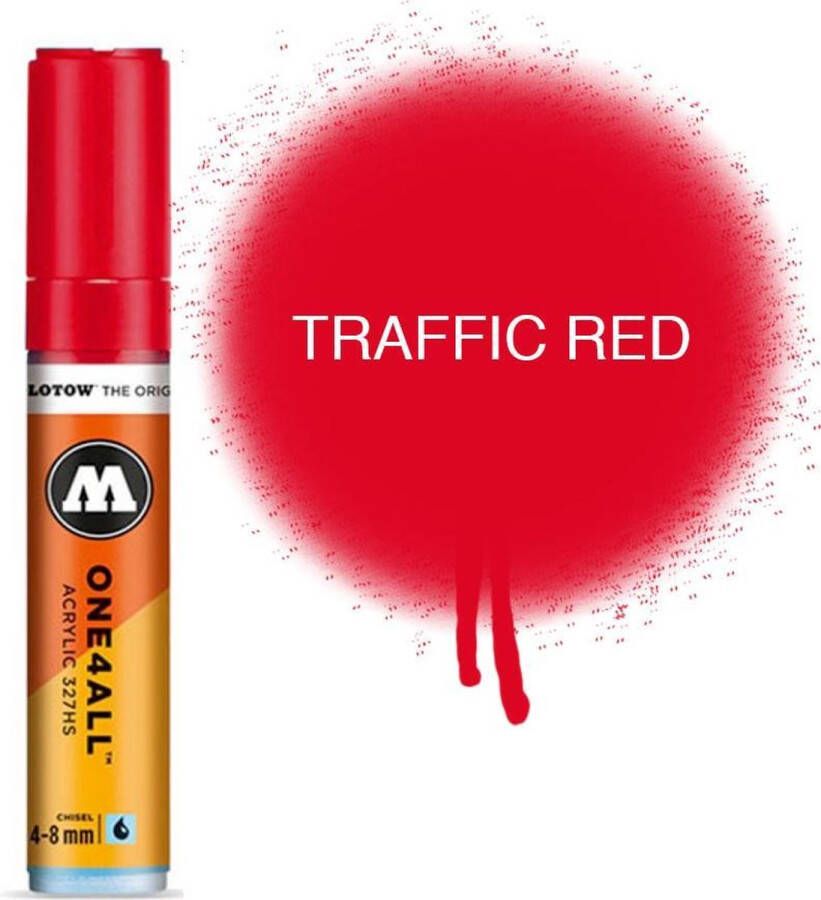 Molotow 327HS Traffic Red Rode acryl marker Chisel tip 4-8mm Kleur rood