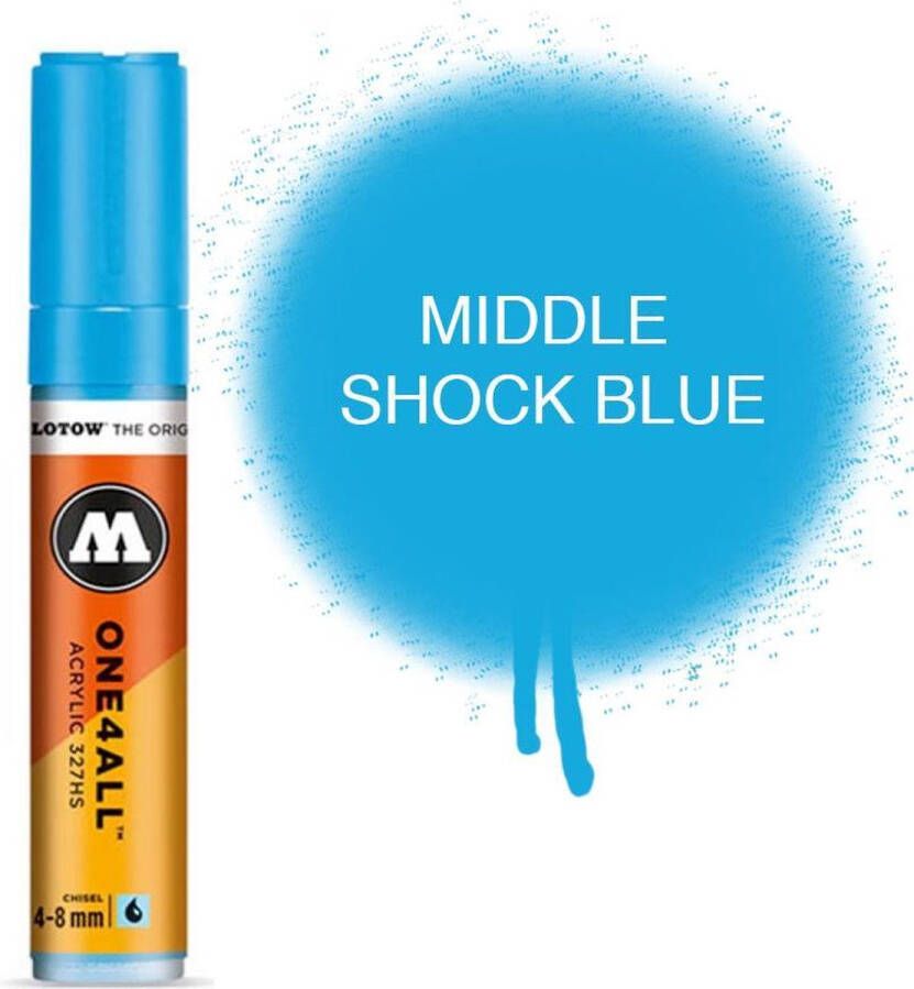 Molotow 327HS Shock Blue Middle Blauwe acryl marker Chisel tip 4-8mm Kleur lichtblauw