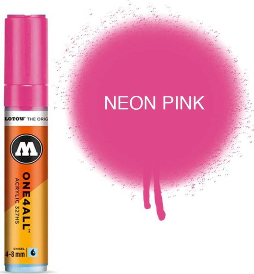 Molotow 327HS Neon Pink Roze acryl marker Chisel tip 4-8mm Kleur roze