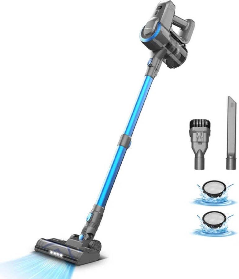 Momentum Online Momentum Draadloze Steelstofzuiger Lichtgewicht Steelstofzuiger Vacuum Cleaner Wireless 6 in 1 Multi-vloer 25 kPa Zuigkracht Muurbevestiging Blauw