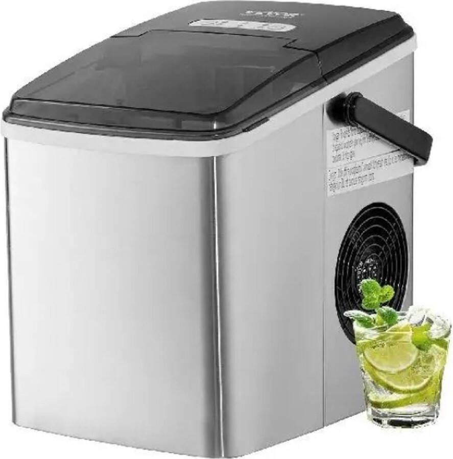 Momentum Online Momentum Draagbare Ijsmaker Aanrecht ijsmachine 12kg 24h Zelfreinigende Functie 2 Maten Ijs Voor Thuis en Onderweg 310x230x325mm 120W Zilver