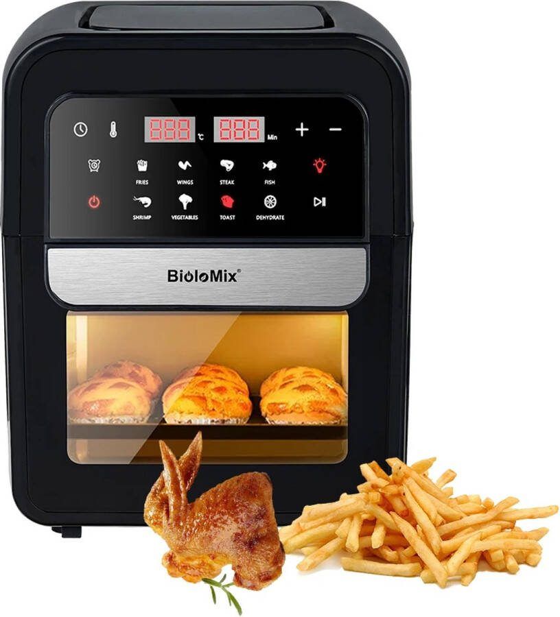 Momentum Online Momentum Multifunctionele 7L Luchtfriteuse Zonder Olie Elektrische Oven Dehydrator Convectie Oven Grill Led Touchscreen Transparant Window Black