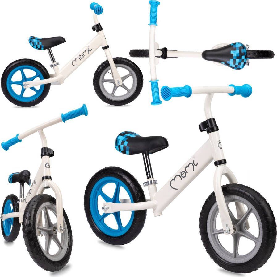 Momi Fleet Loopfiets Lichtgewicht Balance Bike geschikt vanaf 3 jaar Beige-Blauw
