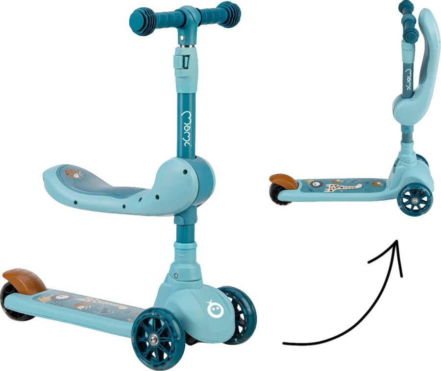 Momi Kiuru Kinderstep Loopfiets met LED wielen geschikt vanaf 3 jaar Blauw