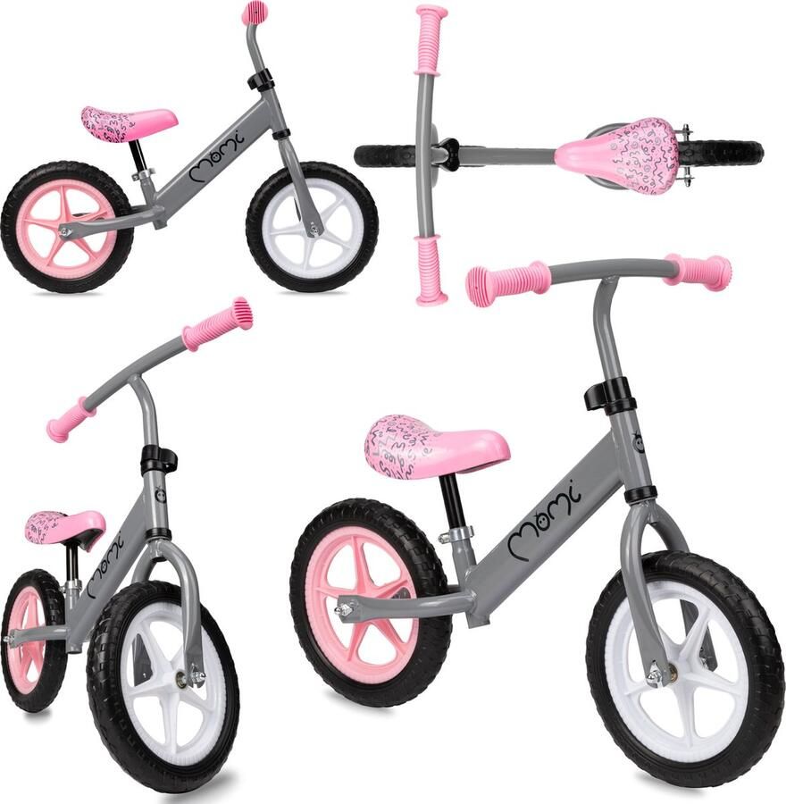Momi Fleet Loopfiets Lichtgewicht Balance Bike geschikt vanaf 3 jaar Grijs