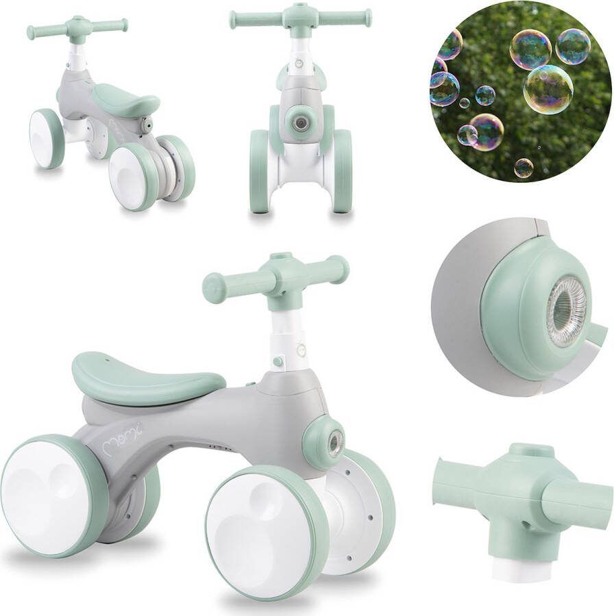 Momi Tobis Loopfiets Mini Bike Balance Bike met Toeter Licht & Bellenblaas geschikt vanaf 2 jaar Grijs