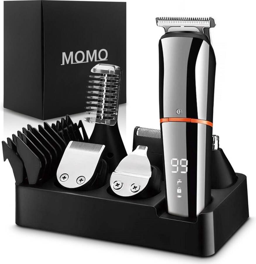 Momo Products Krachtig Momo Pro Scheerapparaat 6 in 1 Glad scheren Tondeuse Trimmer Neushaartrimmer Draadloos gebruik
