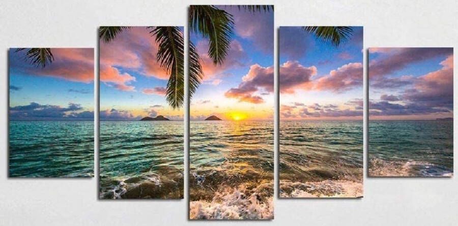 Mona Lisa Diamond Painting Pakket 5 Losse Delen Tropisch Strand 150x90 cm Complete Set Volledige Bedekking Ronde Steentjes