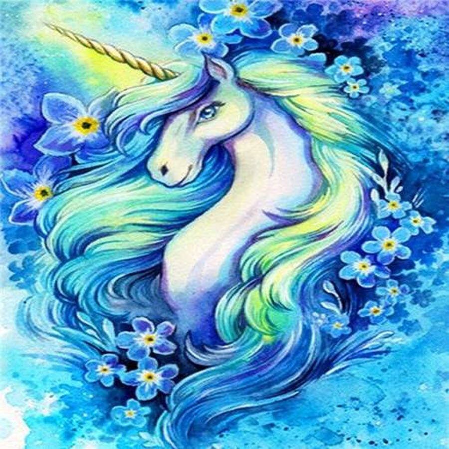 Mona Lisa Diamond Painting Unicorn Eenhoorn Volledig Ronde steentjes 40x30