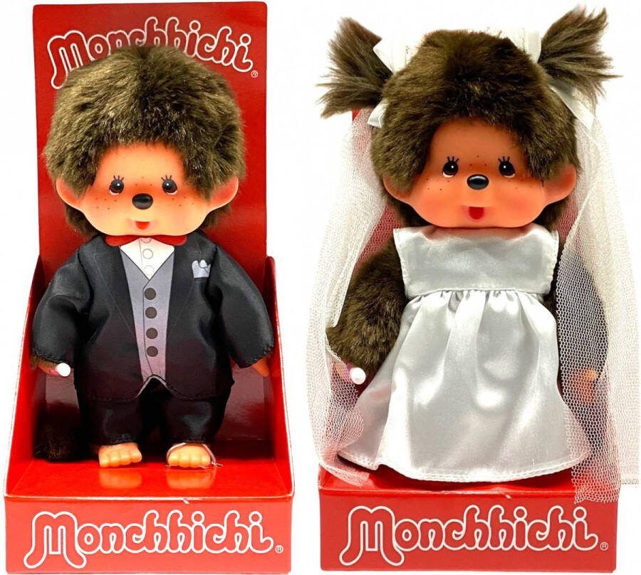 Monchhichi Knuffelpop Bruidspaar 20 Cm