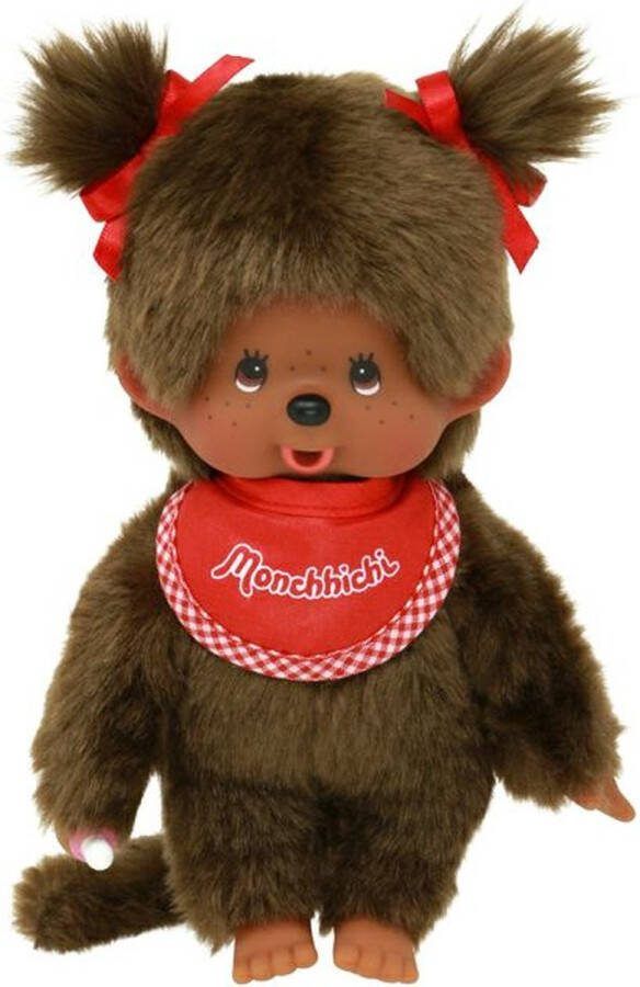 Monchhichi Monchichi 20 cm Meisje Bruin met slab Rood