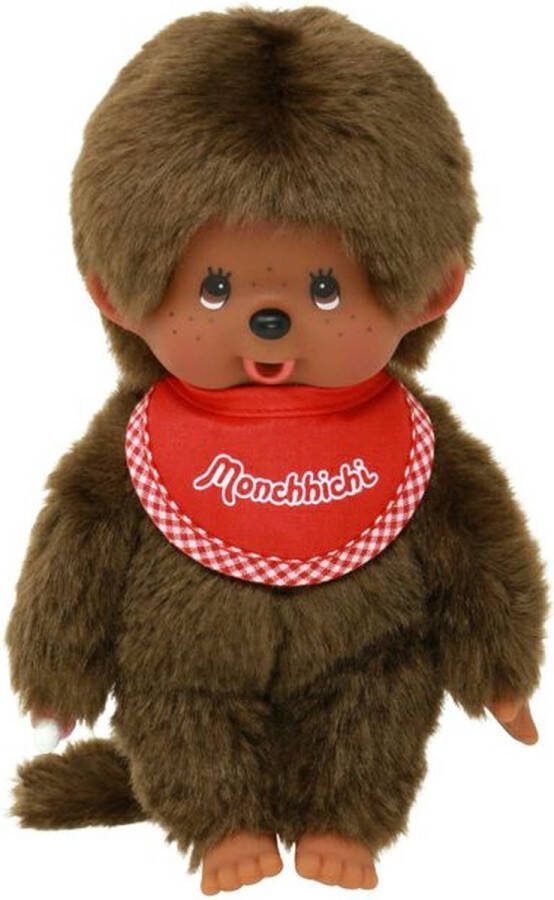 Monchhichi Monchichi Jongen 20cm Bruin met rode slab
